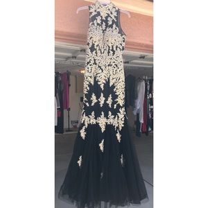 Black and gold jeweled formal gown